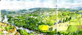 Dordogne valley France color sketch