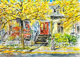 Fall street 1 Plateau watercolor