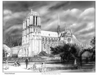 Notre Dame black and white