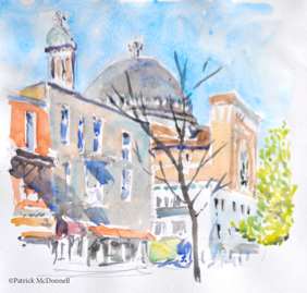 St Micheals Mile End Montreal Watercolor