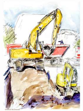 excavation machines color sketch